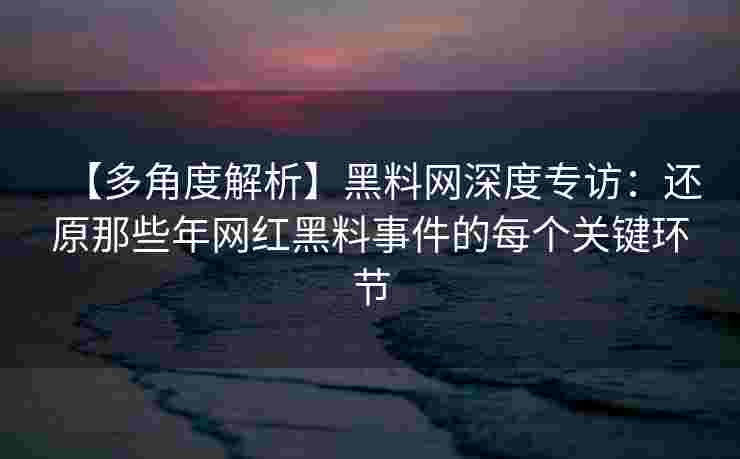 【多角度解析】黑料网深度专访：还原那些年网红黑料事件的每个关键环节