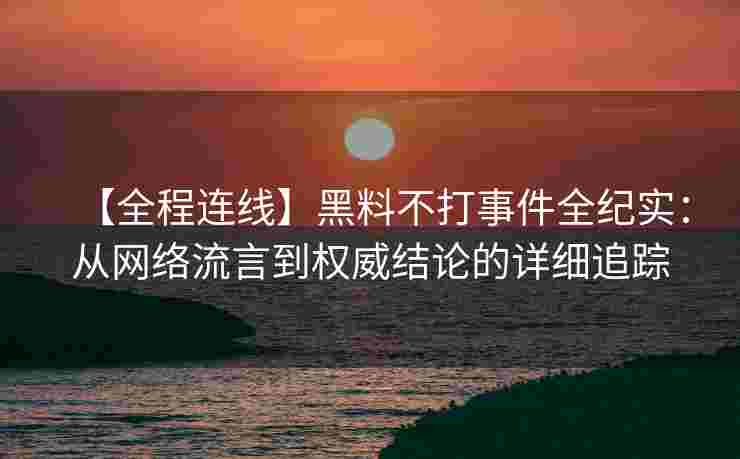 【全程连线】黑料不打事件全纪实：从网络流言到权威结论的详细追踪