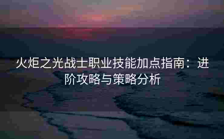 火炬之光战士职业技能加点指南：进阶攻略与策略分析